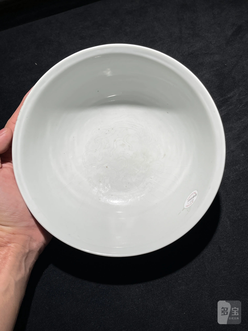 明晚期 白釉仿定模印喜鹿封侯纹大碗 - 图6